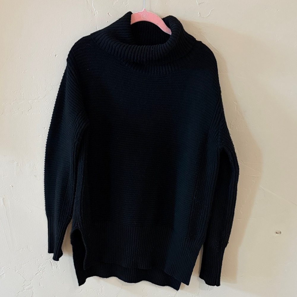 Women's Oversized Black Turtleneck Sweater Size S